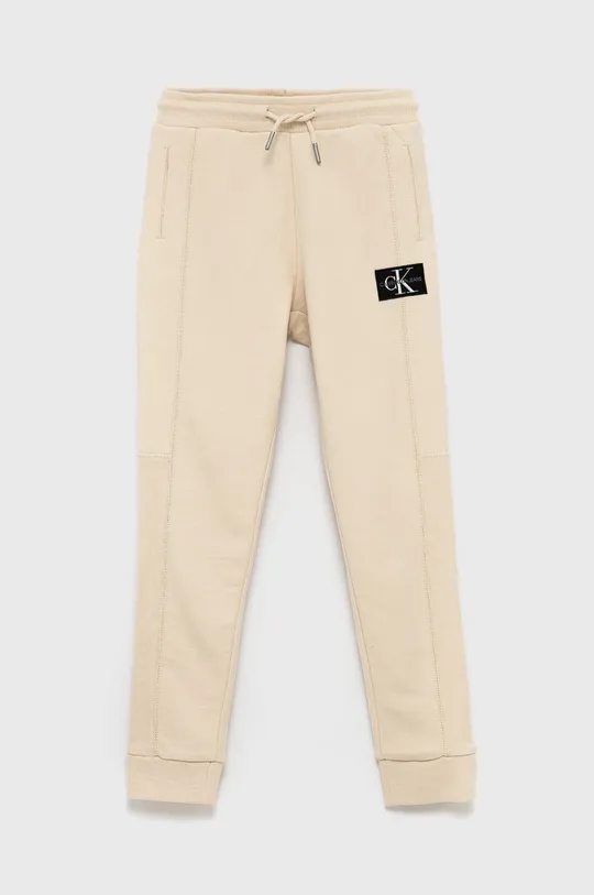 beżowy Calvin Klein Jeans Spodnie dziecięce IB0IB00715.4890 Chłopięcy
