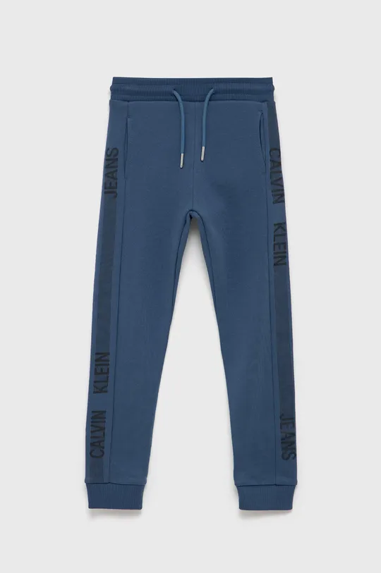 granatowy Calvin Klein Jeans Spodnie bawełniane dziecięce IB0IB01047.4890 Chłopięcy