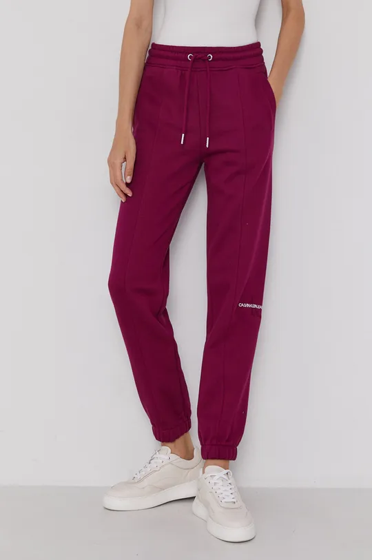 fioletowy Calvin Klein Jeans Spodnie J20J216240.4890 Damski