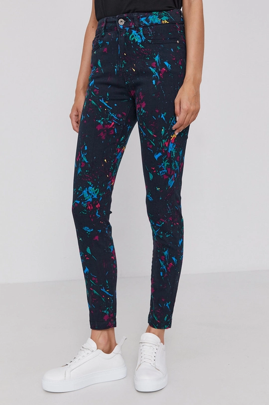 granatowy Desigual Jeansy Splatter 21WWPN08 Damski