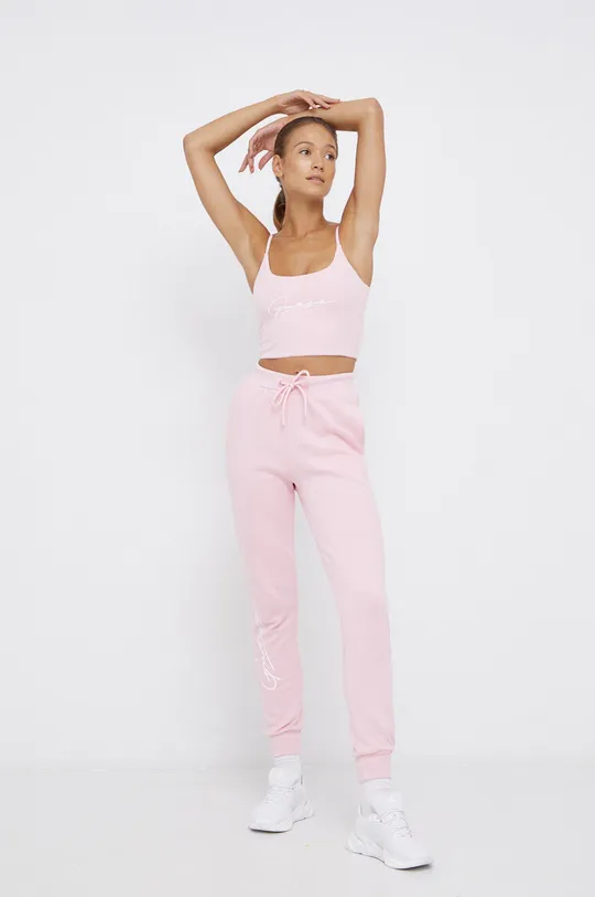Бавовняні штани Guess рожевий