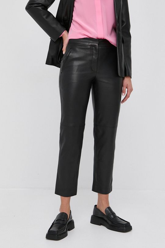 czarny Karl Lagerfeld Spodnie skórzane 216W1901 Damski