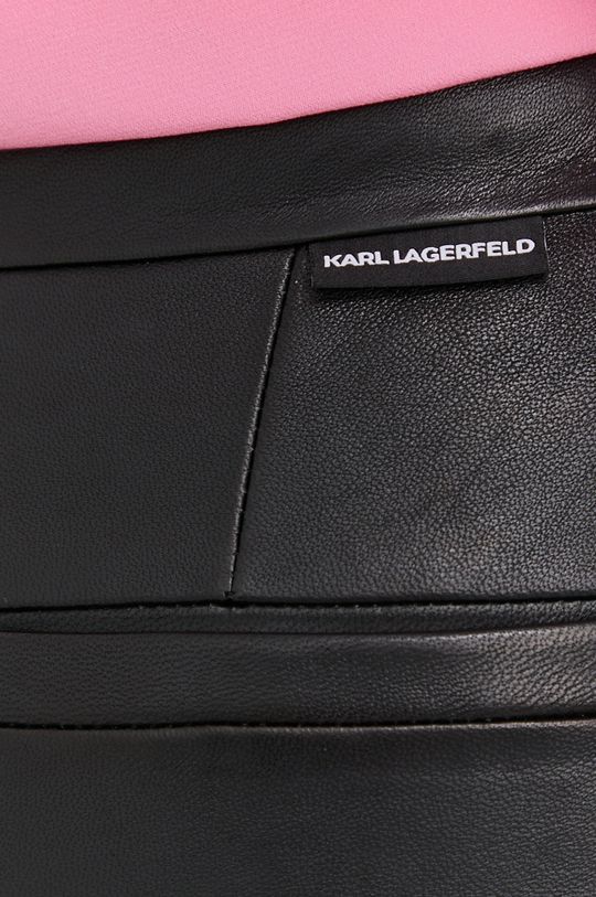 czarny Karl Lagerfeld Spodnie skórzane 216W1901