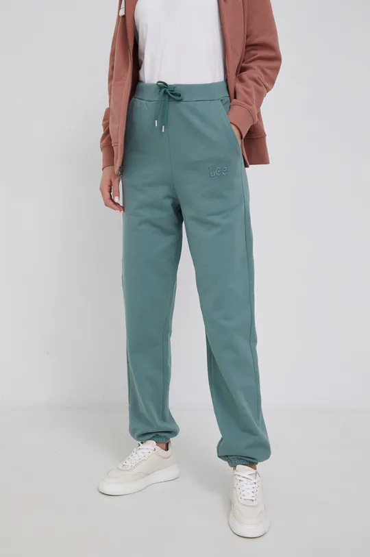 Βαμβακερό παντελόνι Lee πράσινο