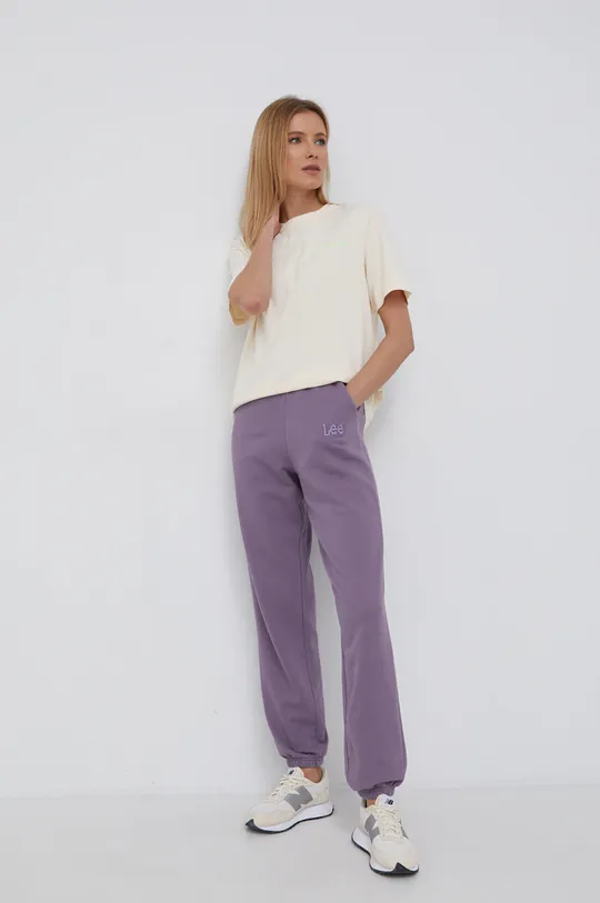 Bavlnené nohavice Lee fialová