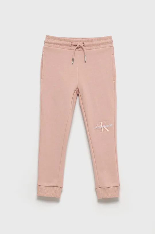 ροζ Παιδικό βαμβακερό παντελόνι Calvin Klein Jeans Για κορίτσια