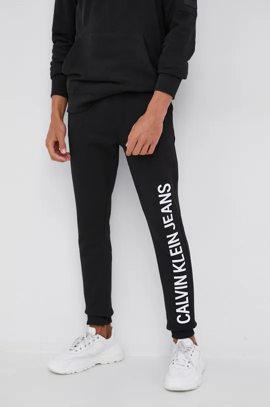 μαύρο Βαμβακερό παντελόνι Calvin Klein Jeans Ανδρικά