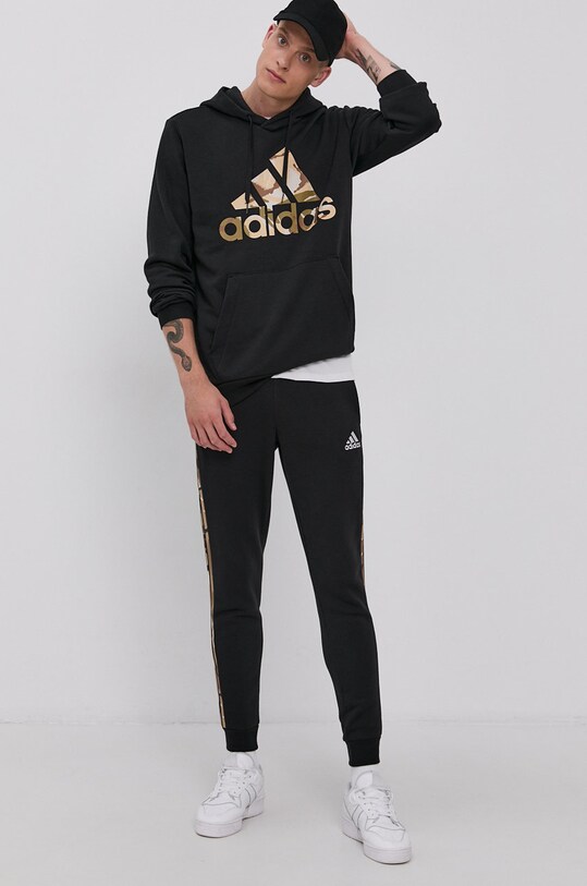 Kalhoty adidas GV2125 pánské, černá barva, s potiskem | ANSWEAR.cz