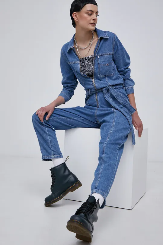 niebieski Tommy Jeans Kombinezon jeansowy DW0DW10925.4890 Damski