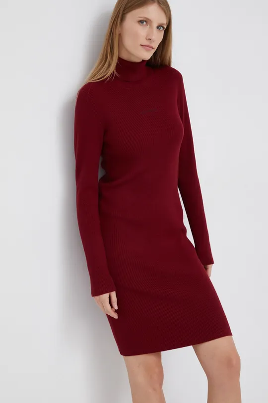 červená Šaty s prímesou vlny Calvin Klein Jeans Dámsky