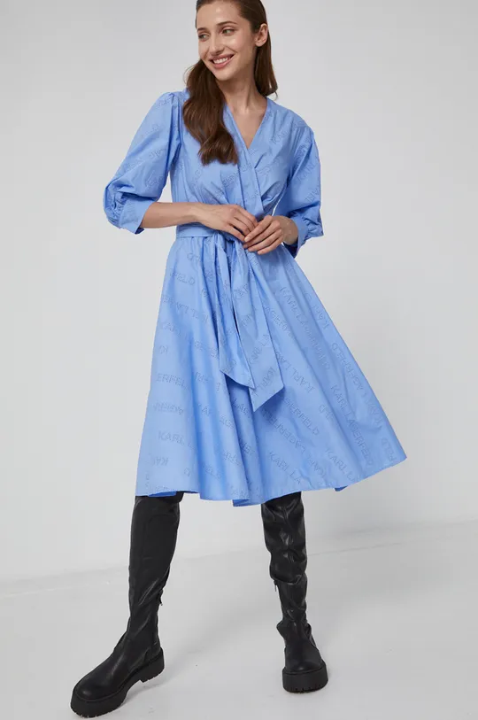 modrá Bavlnené šaty Karl Lagerfeld Dámsky