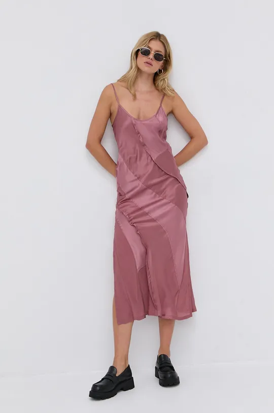 Сукня з домішкою шовку Diesel рожевий