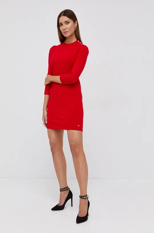 Φόρεμα από μείγμα μαλλιού Morgan κόκκινο