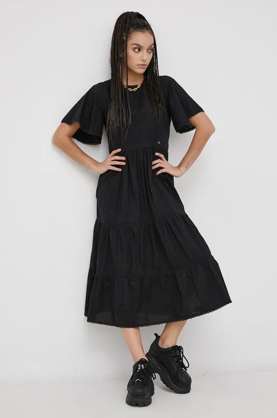 Superdry Sukienka bawełniana czarny
