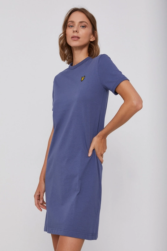 Lyle & Scott Sukienka bawełniana fioletowy