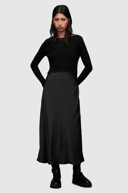 Šaty a sveter AllSaints HERA DRESS čierna
