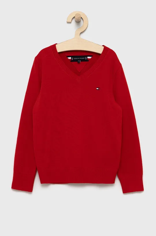 czerwony Tommy Hilfiger Sweter bawełniany dziecięcy Chłopięcy