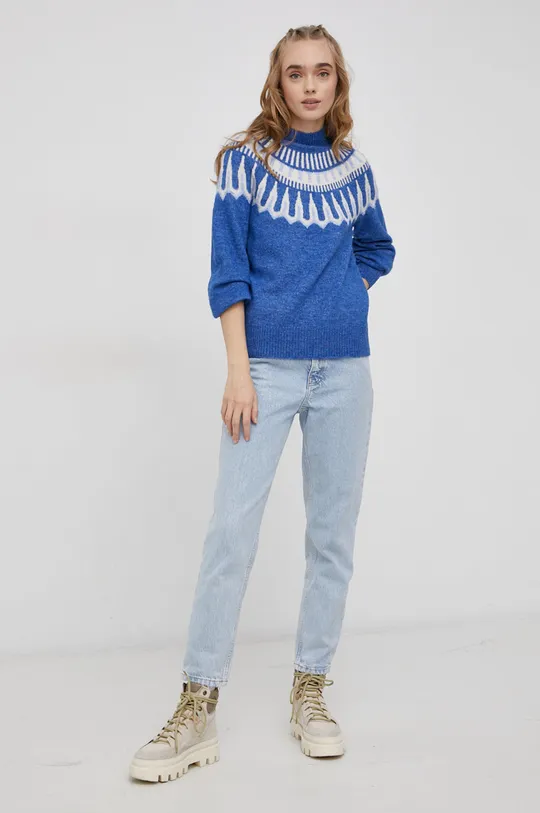 Vero Moda gyapjúkeverék pulóver kék