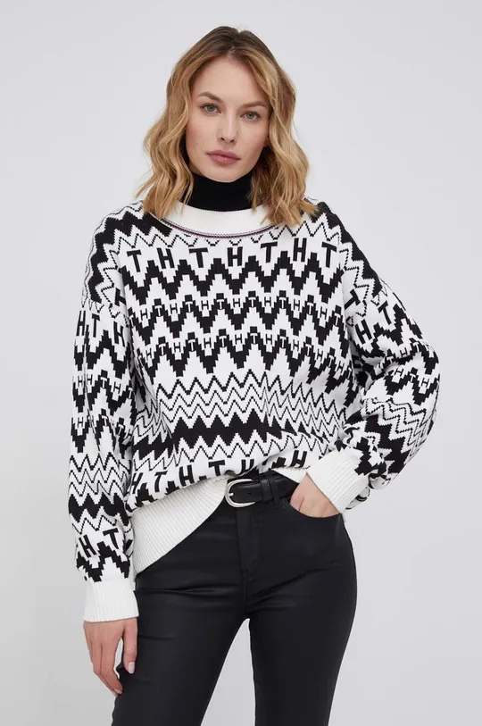 Pamučni pulover Tommy Hilfiger bijela