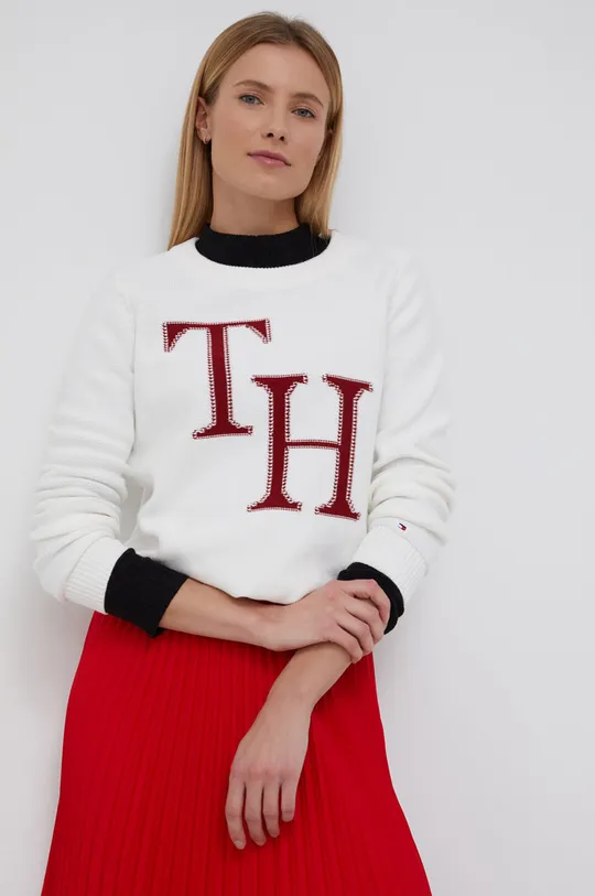 білий Бавовняний светер Tommy Hilfiger