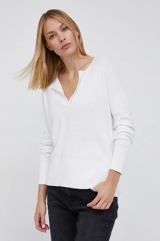 biały Calvin Klein Sweter z domieszką wełny Damski