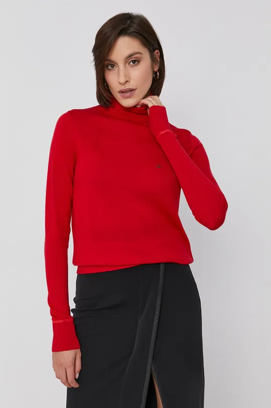 Calvin Klein Sweter wełniany czerwony