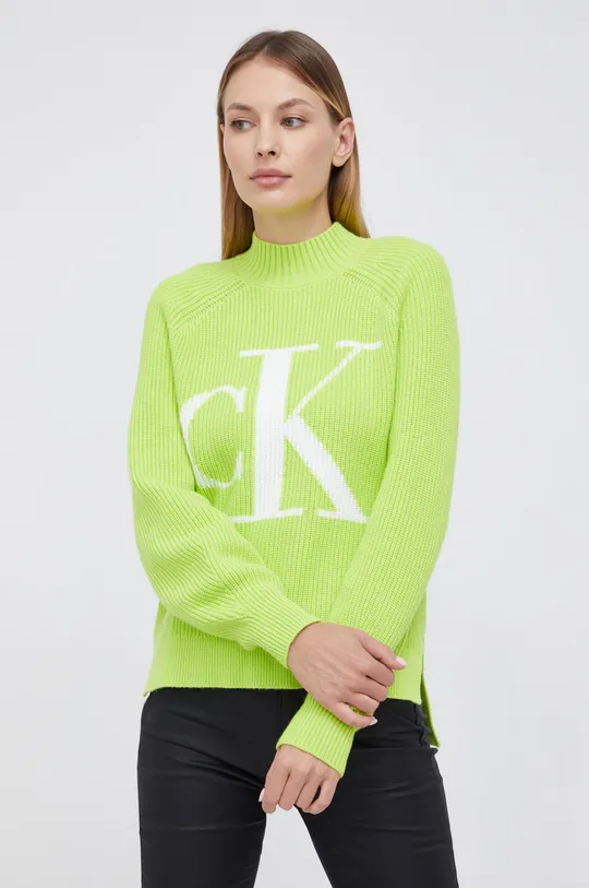 zielony Calvin Klein Jeans Sweter z domieszką wełny J20J216595.4890 Damski