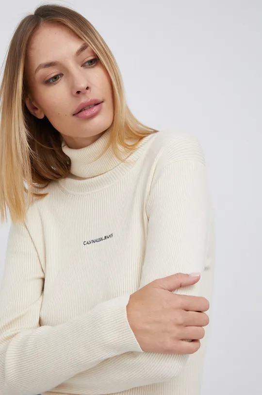 beżowy Calvin Klein Jeans - Sweter z domieszką wełny J20J216606.4890 Damski