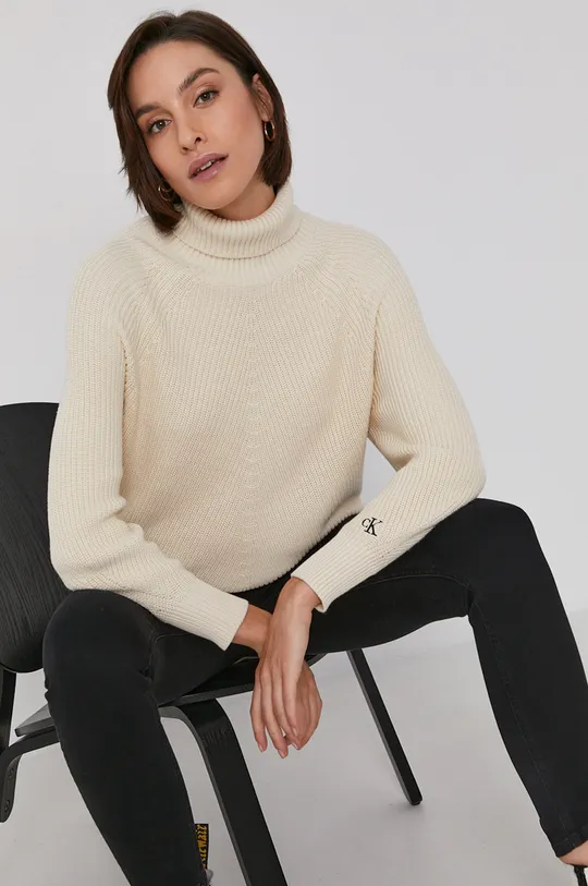 beżowy Calvin Klein Jeans Sweter J20J217302.4890 Damski