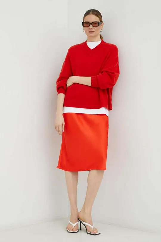 Volnen pulover Samsoe Samsoe rdeča