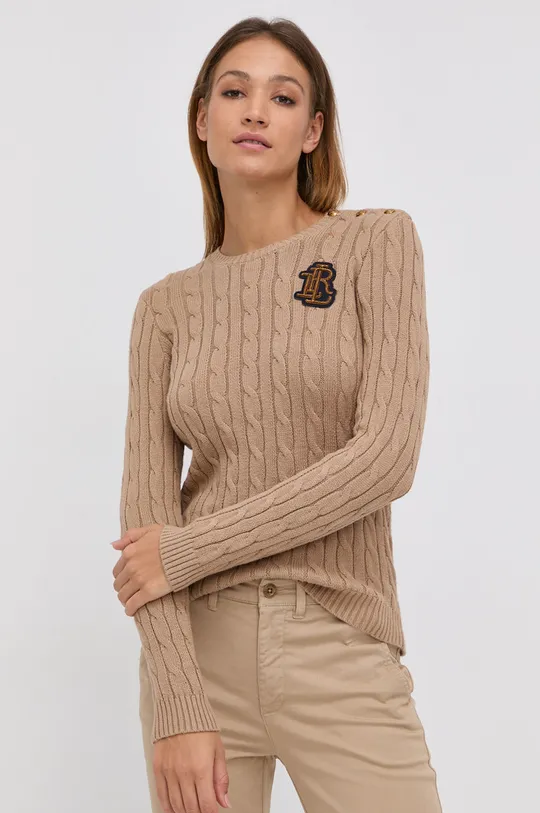 béžová Bavlnený sveter Lauren Ralph Lauren