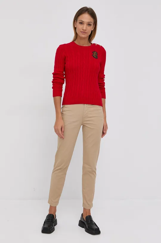 Lauren Ralph Lauren Sweter bawełniany 200841661003 czerwony