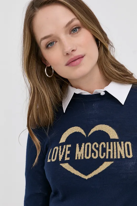 tmavomodrá Vlnený sveter Love Moschino