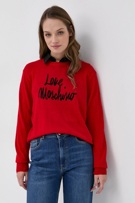 czerwony Love Moschino Sweter wełniany Damski