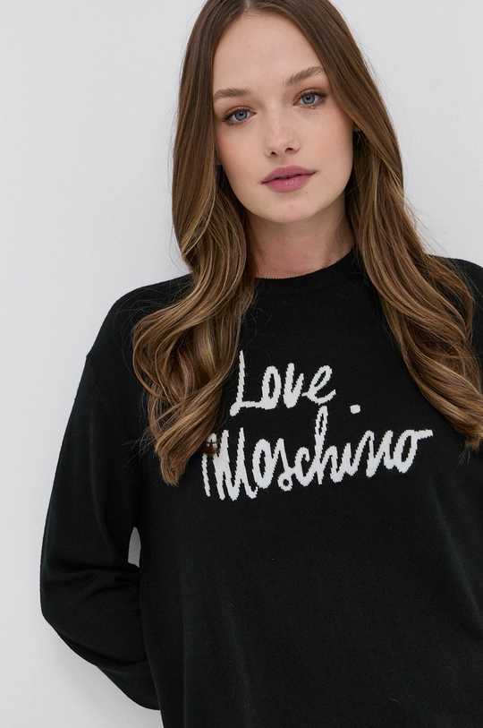 crna Vuneni pulover Love Moschino