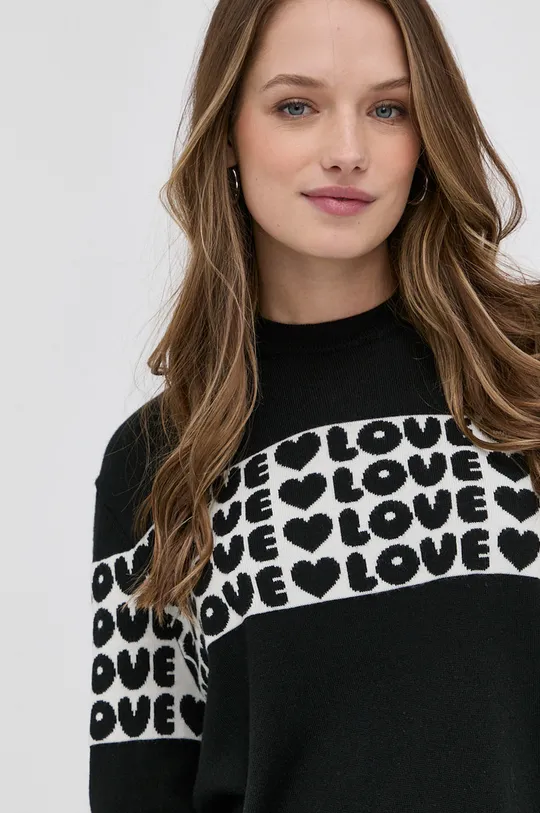 czarny Love Moschino Sweter wełniany