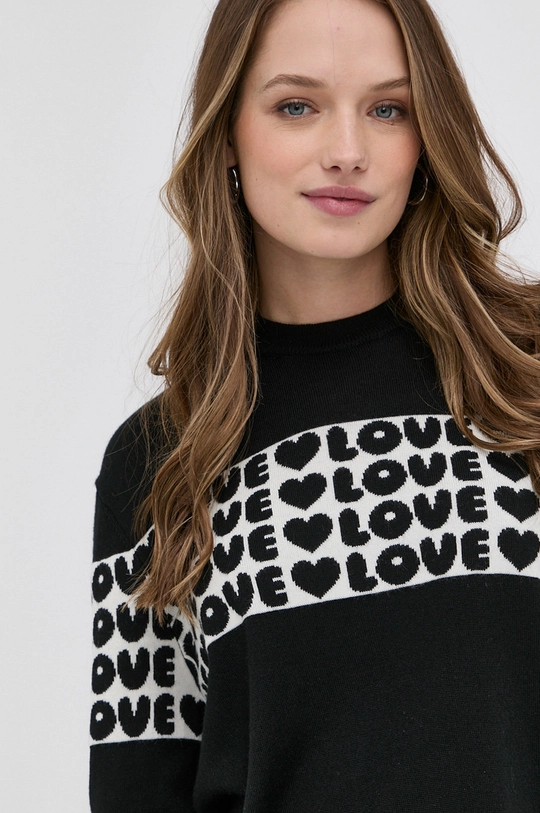 crna Vuneni pulover Love Moschino