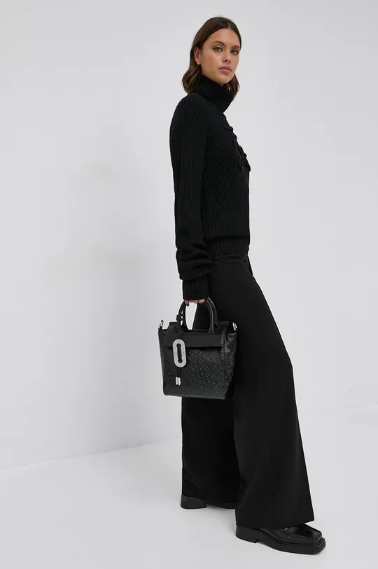 czarny Karl Lagerfeld Sweter wełniany 216W2007 Damski