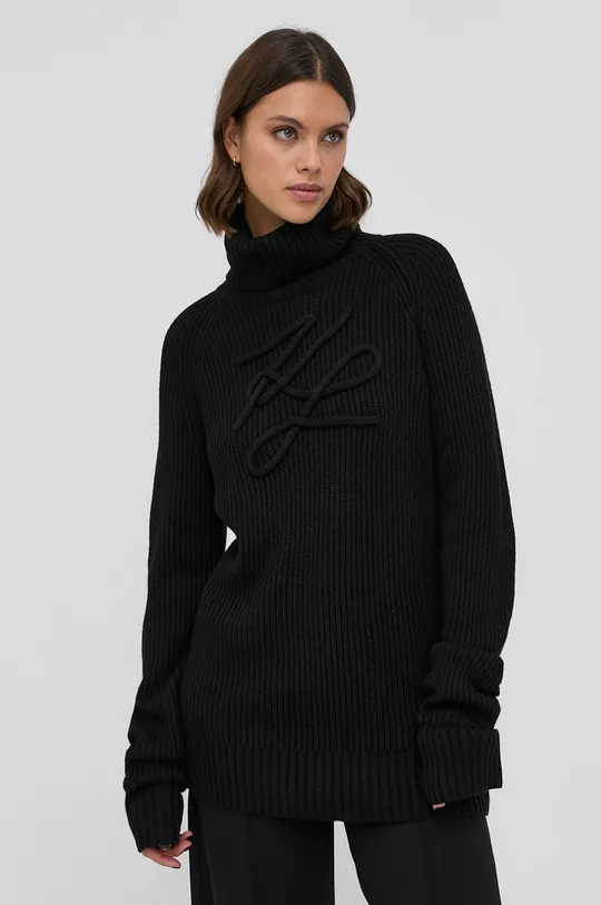 Karl Lagerfeld Sweter wełniany 216W2007 czarny