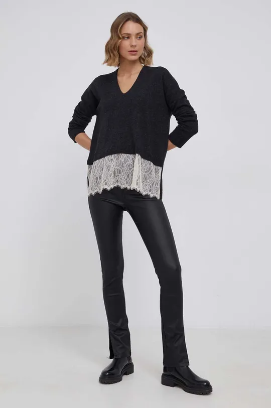 Sisley Sweter wełniany szary