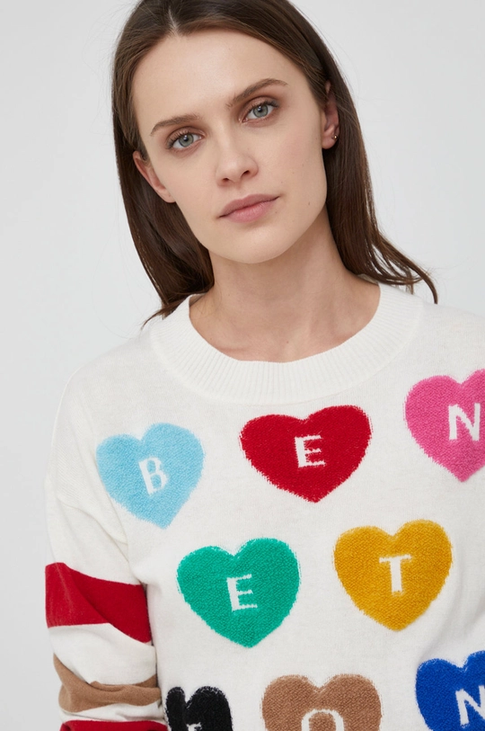 biały United Colors of Benetton sweter z domieszką kaszmiru