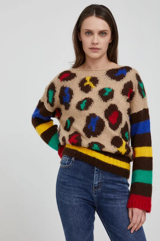 multicolor United Colors of Benetton sweter z domieszką wełny Damski