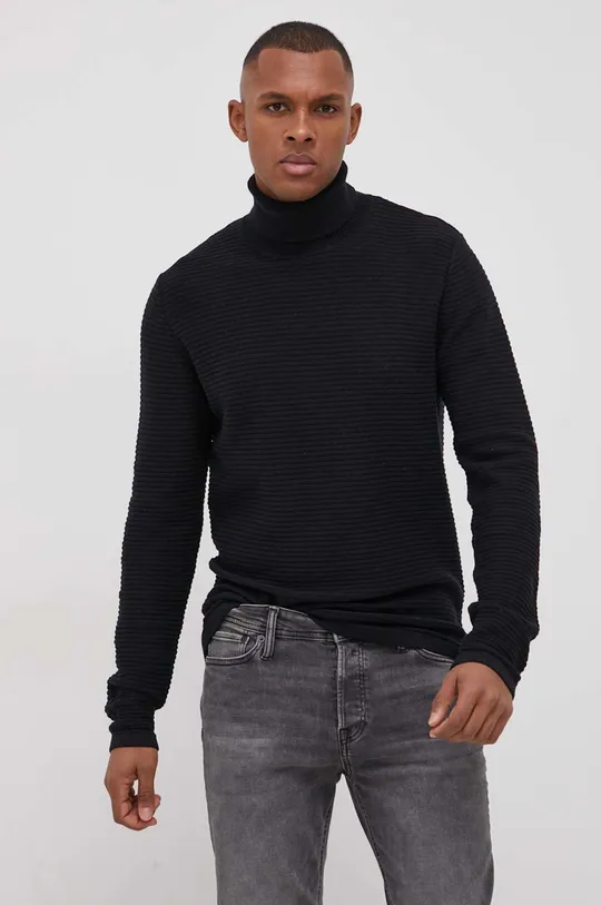 czarny Jack & Jones Sweter bawełniany Męski