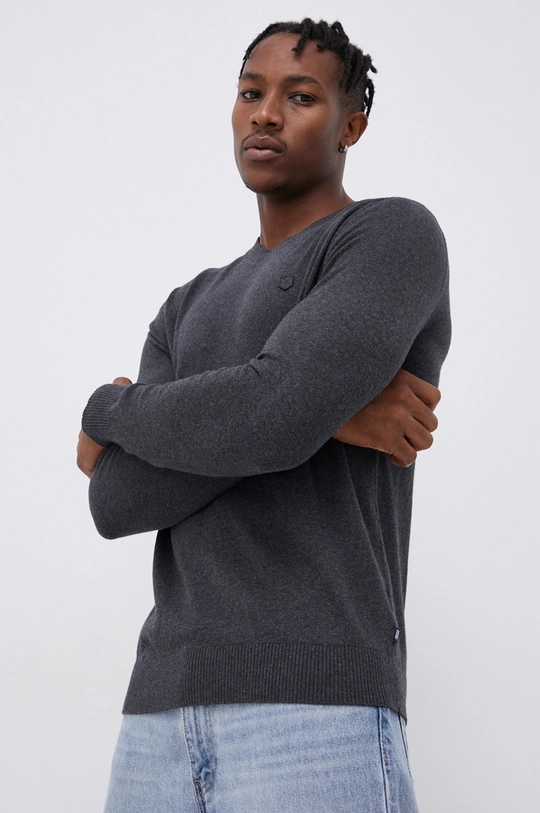 szary Premium by Jack&Jones Sweter z domieszką kaszmiru Męski