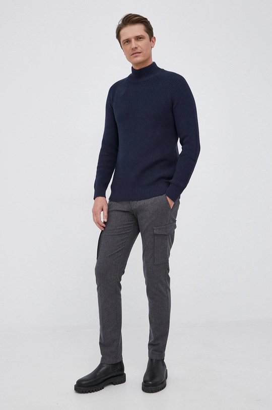 Selected Homme Sweter bawełniany granatowy