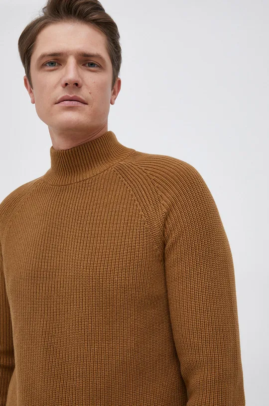 hnedá Bavlnený sveter Selected Homme