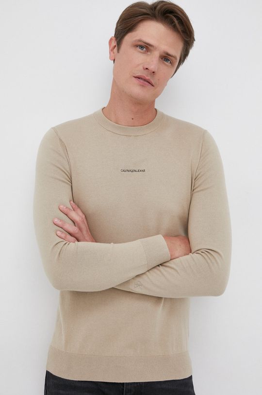 beżowy Calvin Klein Jeans - Sweter Męski