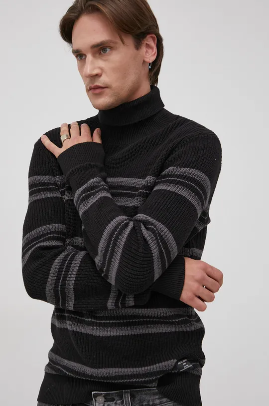 czarny Jack & Jones Sweter bawełniany Męski
