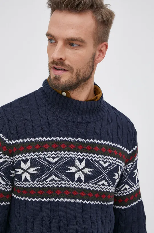 granatowy Selected Homme Sweter bawełniany