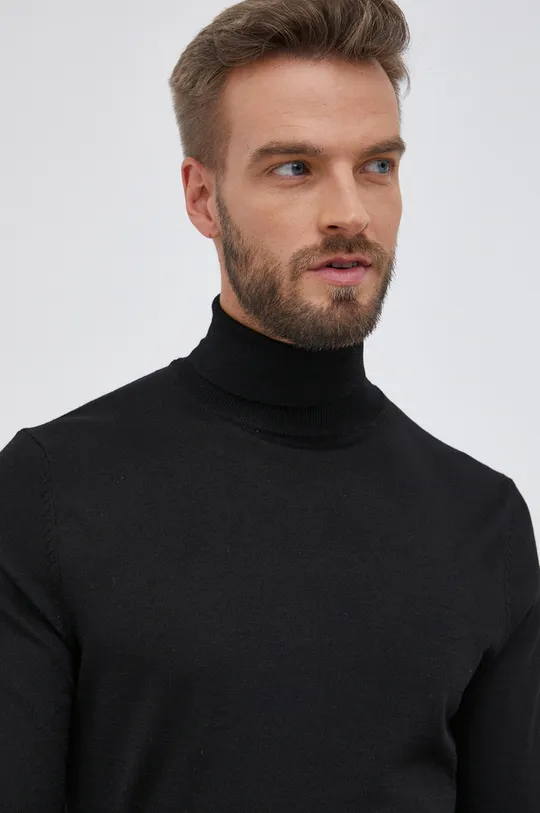 czarny Selected Homme Sweter wełniany